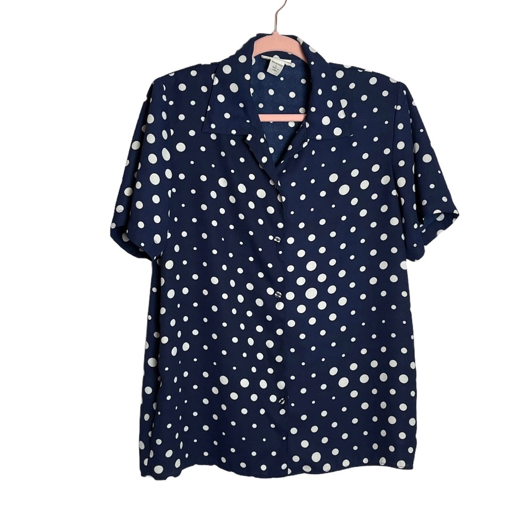 Vintage Navy Polka Dot Blouse